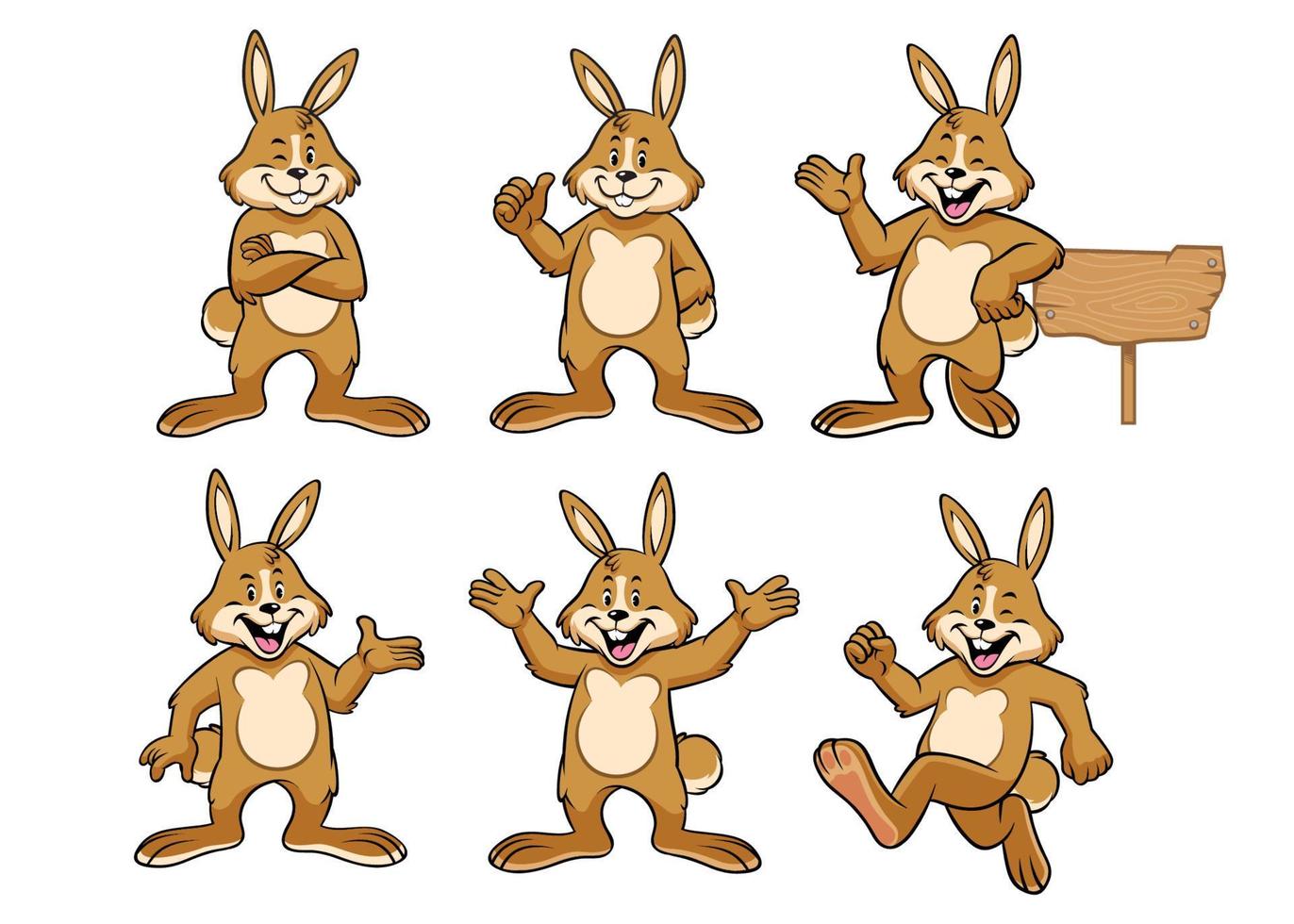 konijn met tekenfilm stijl reeks vector