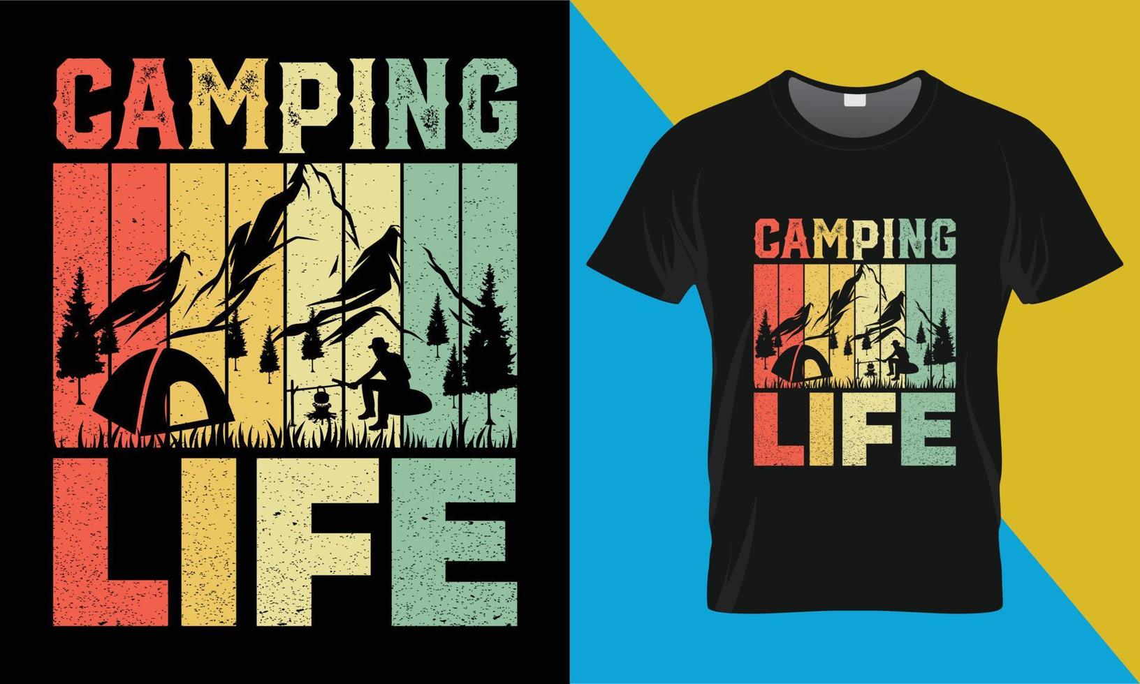 camping t-shirt ontwerp, camping leven vector