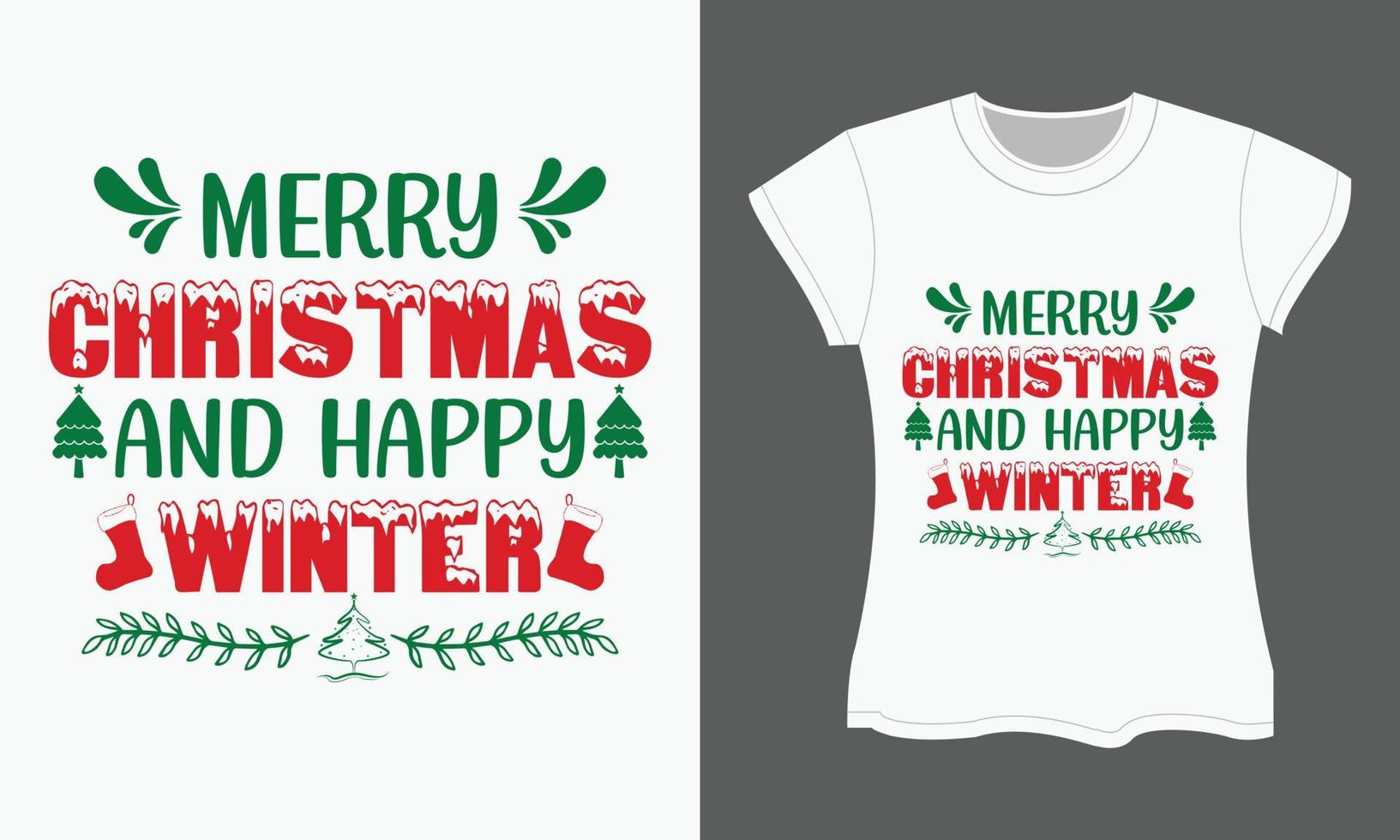 Kerstmis SVG t-shirt ontwerp, vrolijk Kerstmis en gelukkig winter vector