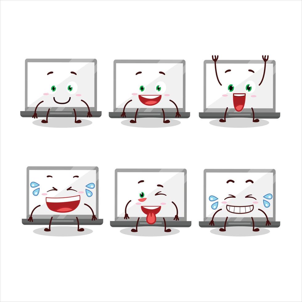 tekenfilm karakter van laptop met glimlach uitdrukking vector