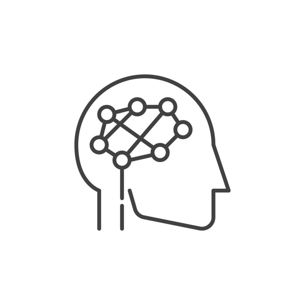 hoofd met digitaal hersenen vector concept schets icoon