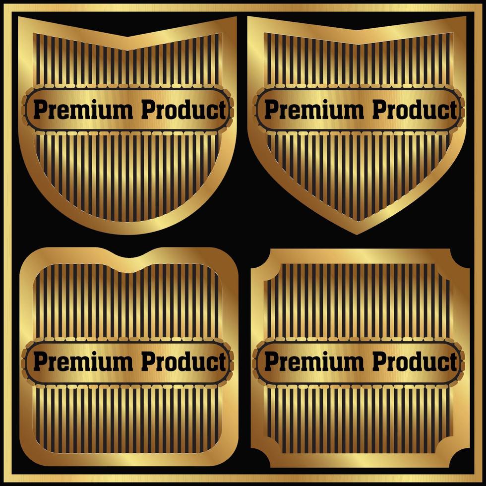 helling gouden luxe schild insignes. verzameling van premie Product badges vector