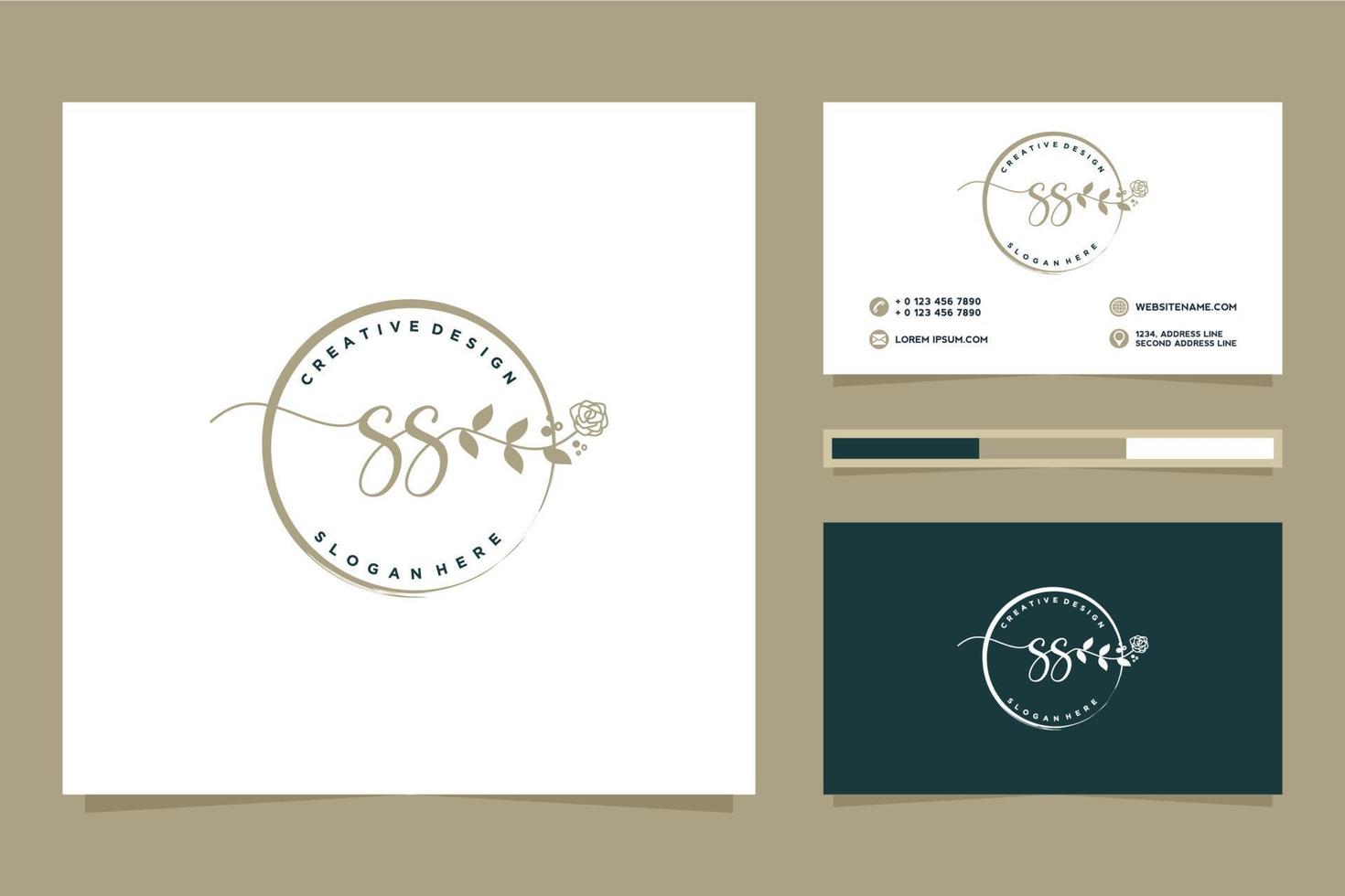 eerste ss vrouwelijk logo collecties en bedrijf kaart sjabloon premie vector