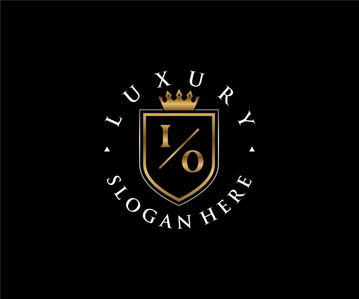 eerste io brief Koninklijk luxe logo sjabloon in vector kunst voor restaurant, royalty, boetiek, cafe, hotel, heraldisch, sieraden, mode en andere vector illustratie.