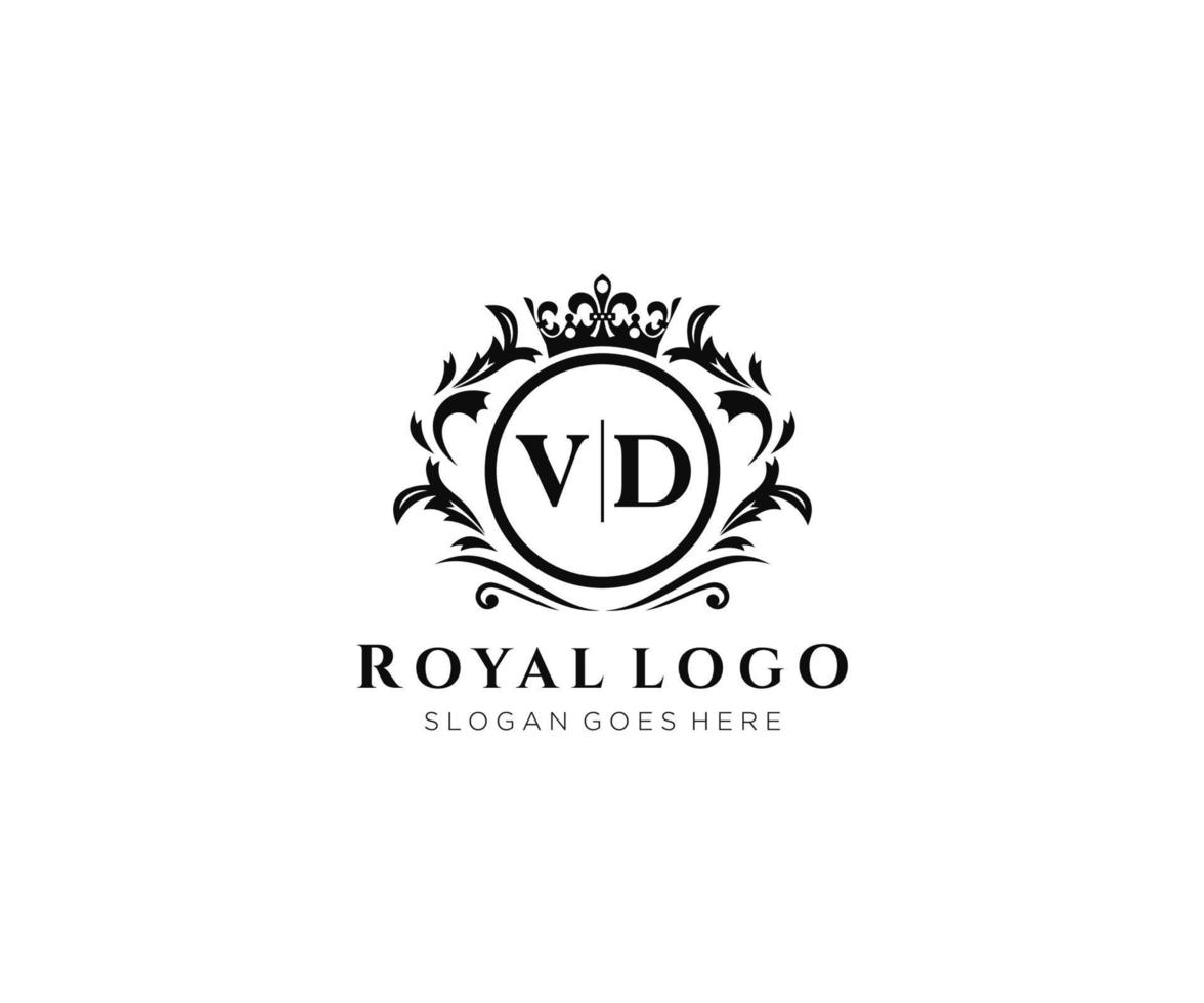 eerste vd brief luxueus merk logo sjabloon, voor restaurant, royalty, boetiek, cafe, hotel, heraldisch, sieraden, mode en andere vector illustratie.