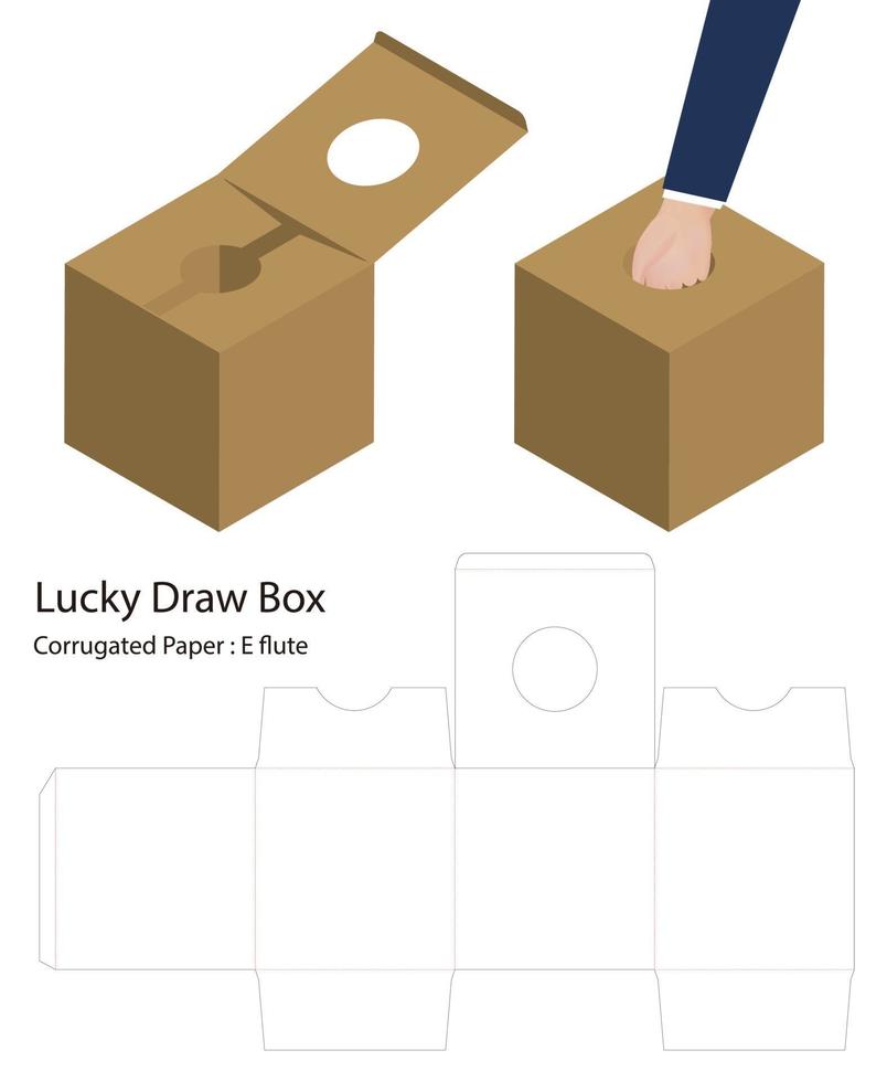 lucky draw box 3d mockup met gestanst vector