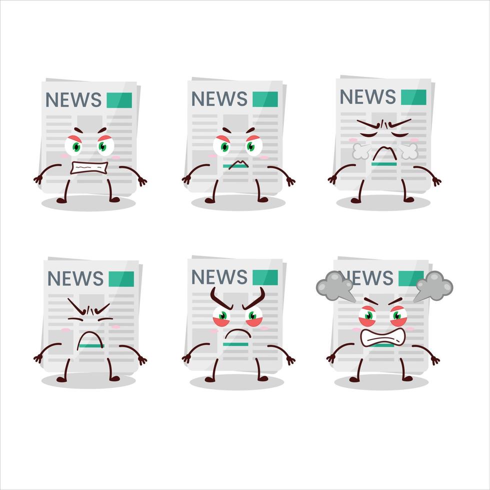 krant- tekenfilm karakter met divers boos uitdrukkingen vector