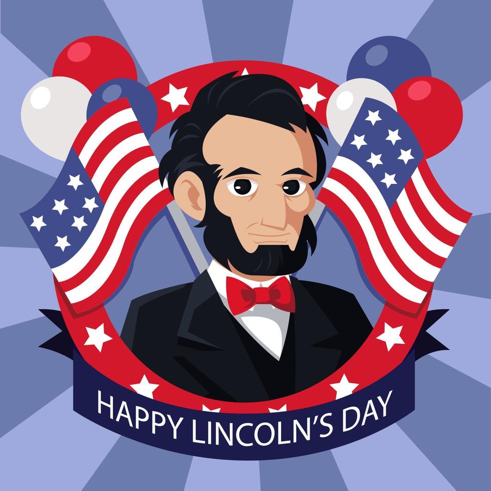 Abraham Lincoln dag met ons vlag concept vector