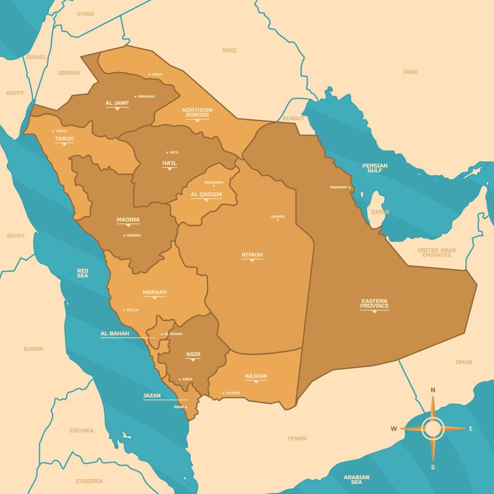 gedetailleerd saudi Arabië land kaart vector