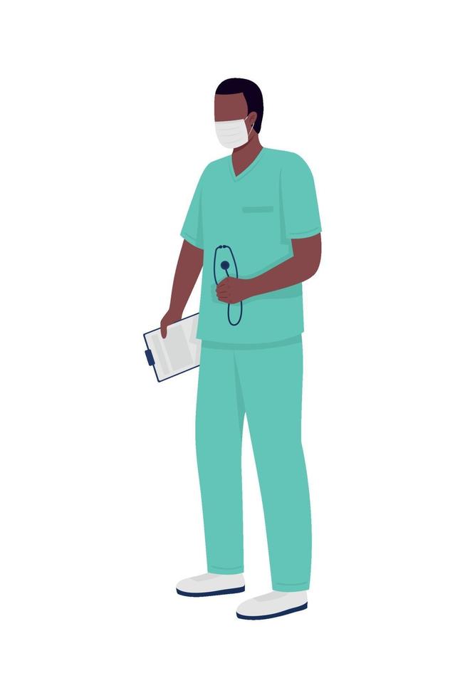 Afro-Amerikaanse chirurg gezichtsloos karakter vector