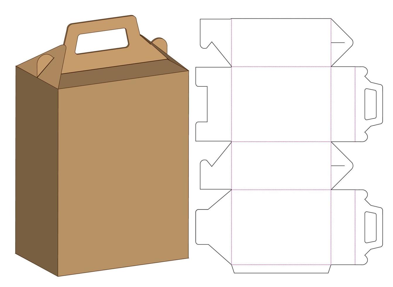 doos verpakking gestanst sjabloonontwerp. 3D-model vector