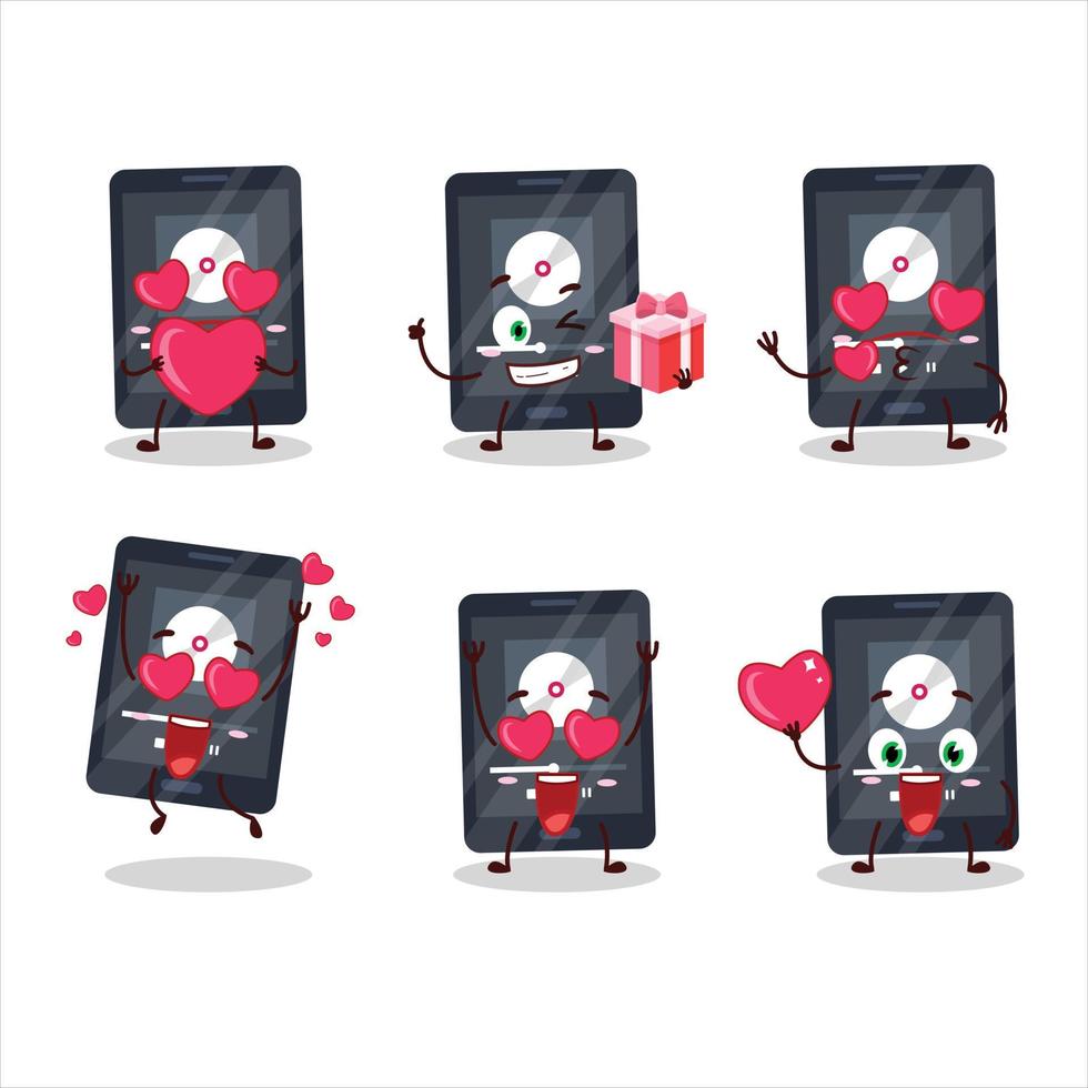 ipod muziek- tekenfilm karakter met liefde schattig emoticon vector