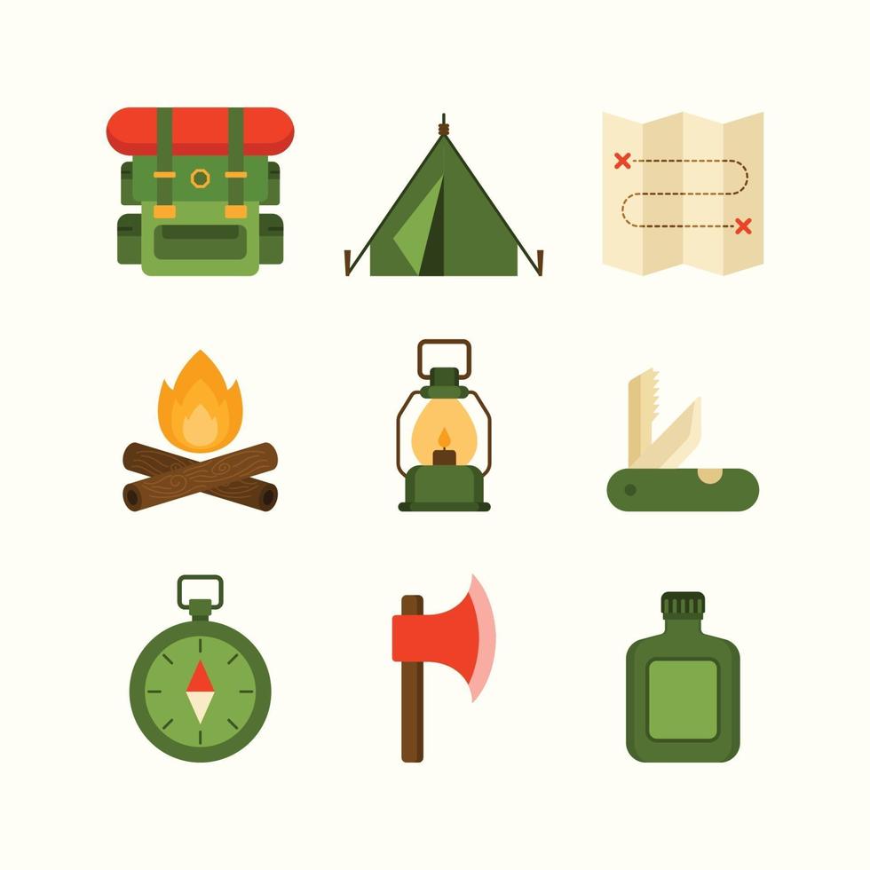 set van camping iconen vector