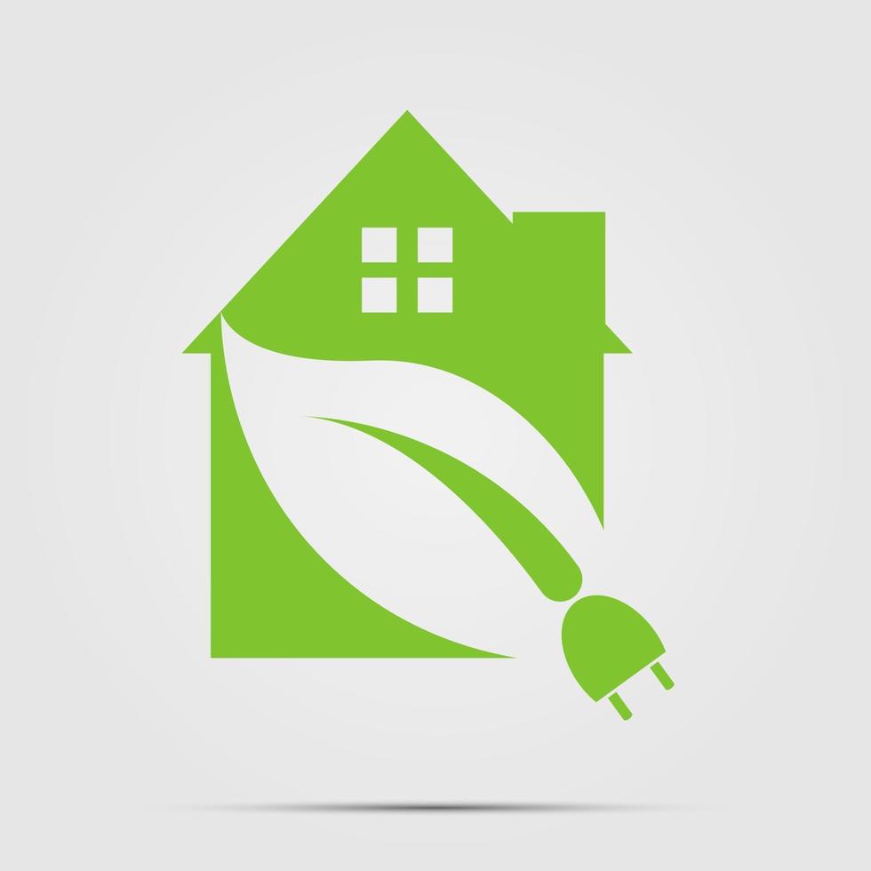 groen eco huis of logo stekker natuur groen. vector illustraties