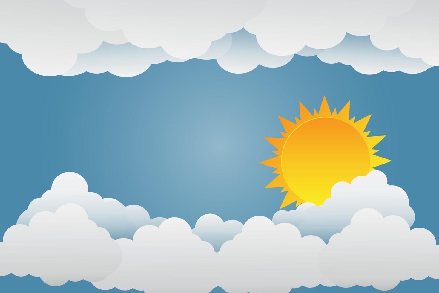 de zon schijnt op de wolken..paper art.vector illustratie vector