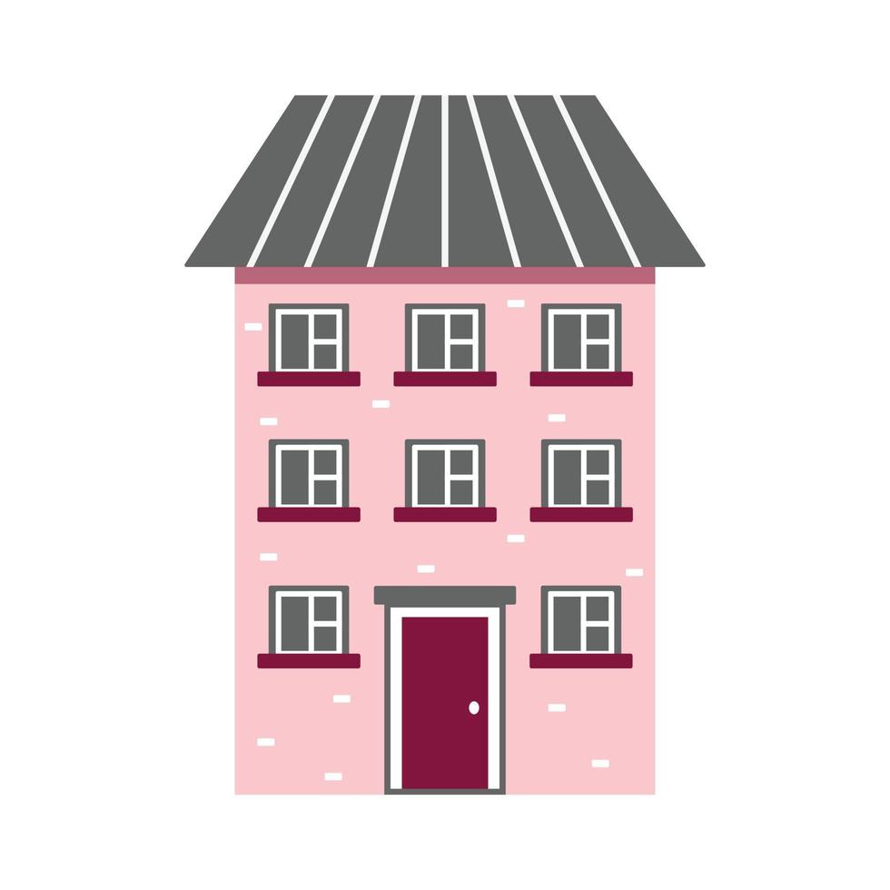 schattig huis met helder kleuren, hoogbouw vector illustratie icoon