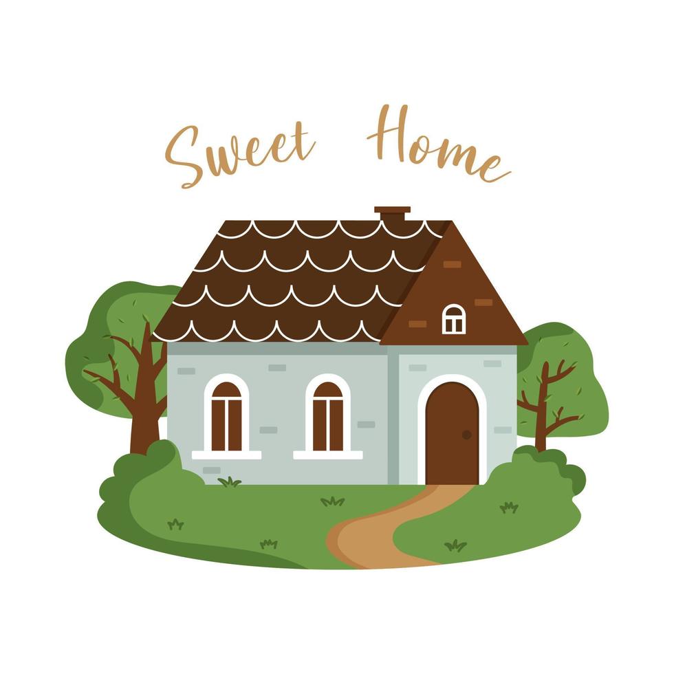 schattig huis met opschrift zoet huis vector