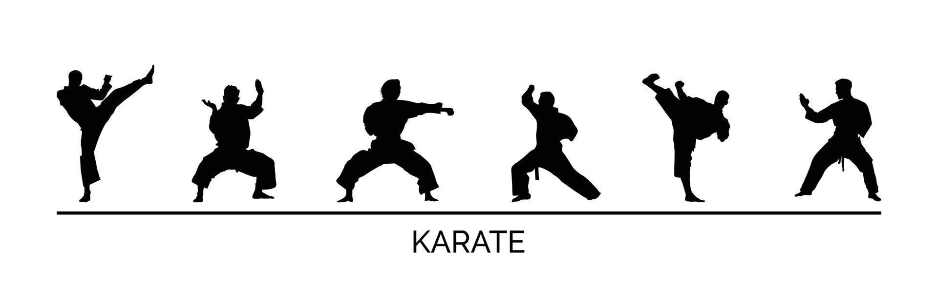 krijgshaftig kunsten karate silhouet bundel vector