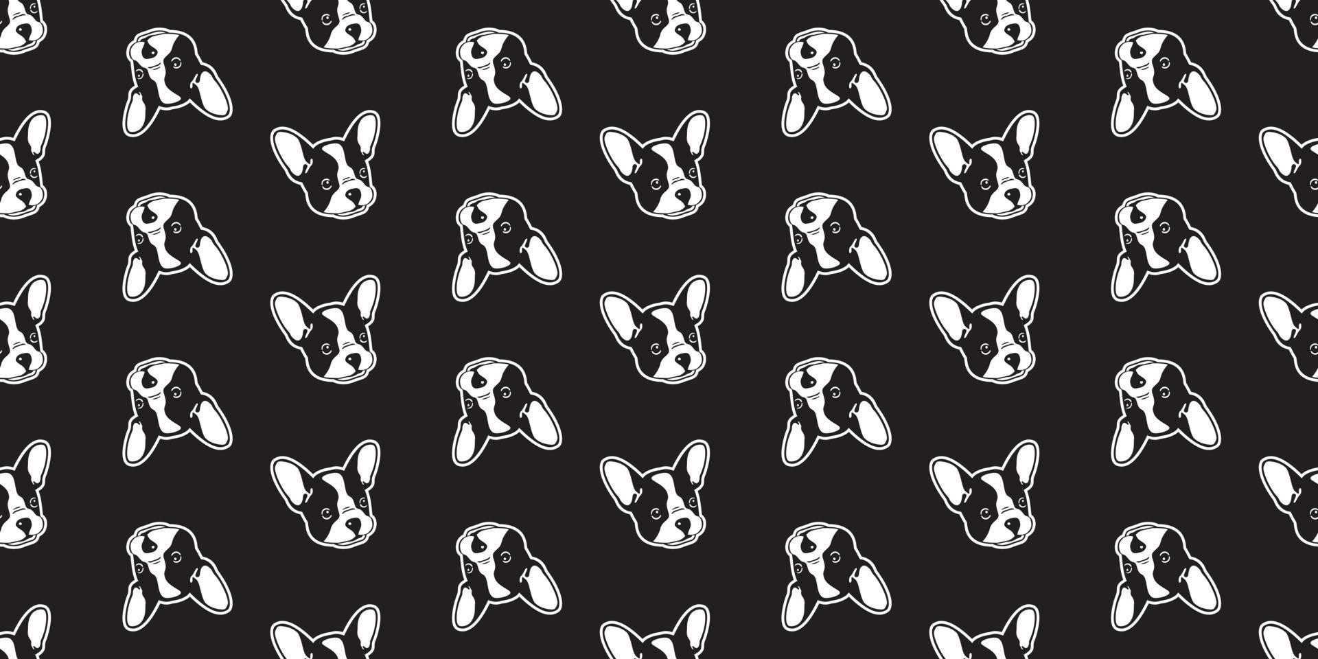hond naadloos patroon vector Frans bulldog geïsoleerd behang achtergrond tekening zwart