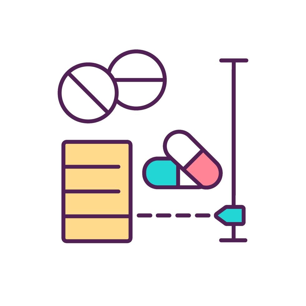 meten en afgeven van drugs RGB-kleur pictogram vector