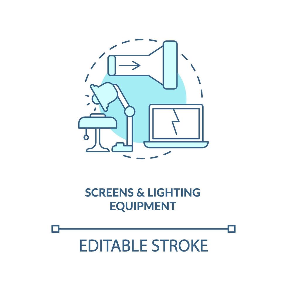 schermen en verlichtingsapparatuur concept pictogram vector