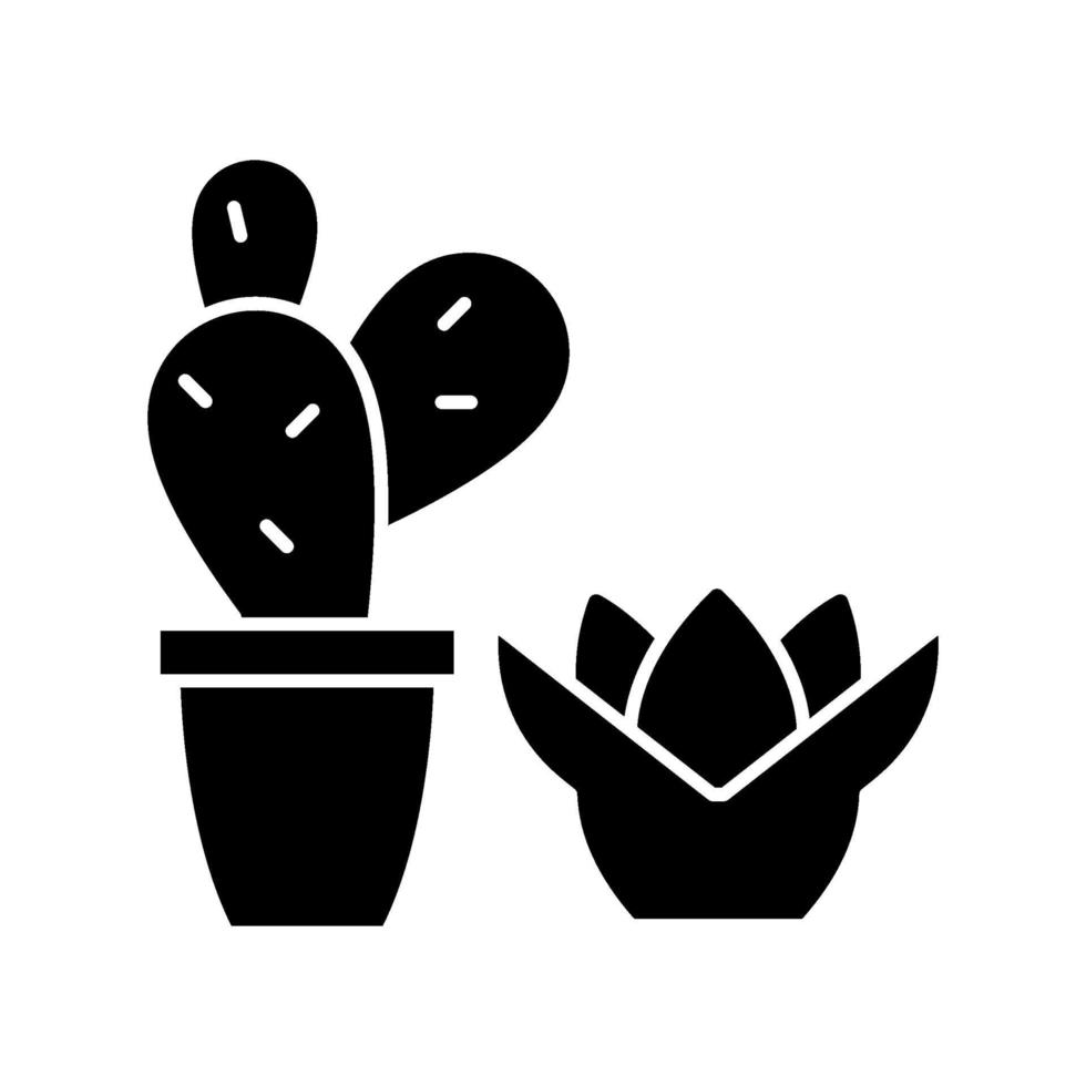 vetplanten en cactussen zwarte glyph-pictogram vector