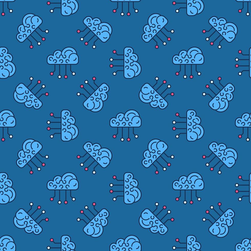 neurale netwerk wolk technologie vector gekleurde naadloos patroon