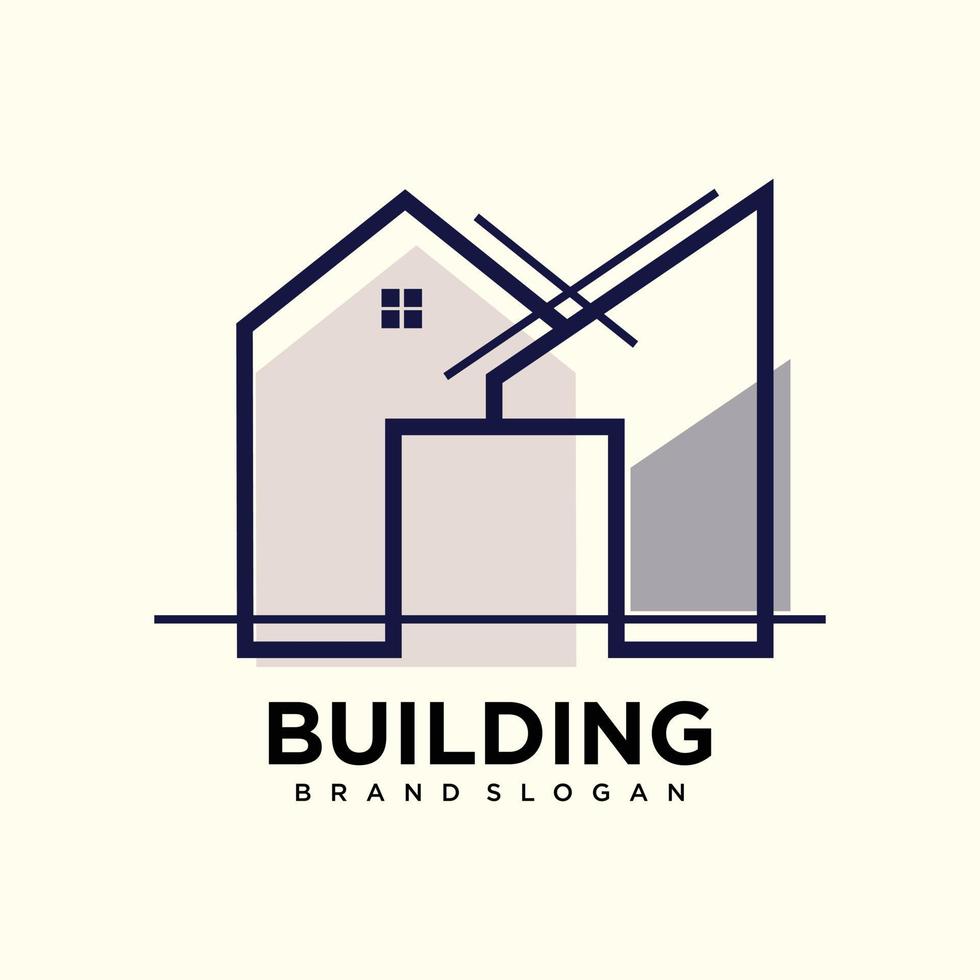 gebouw logo ontwerp met uniek idee, echt landgoed, appartement, huis vector