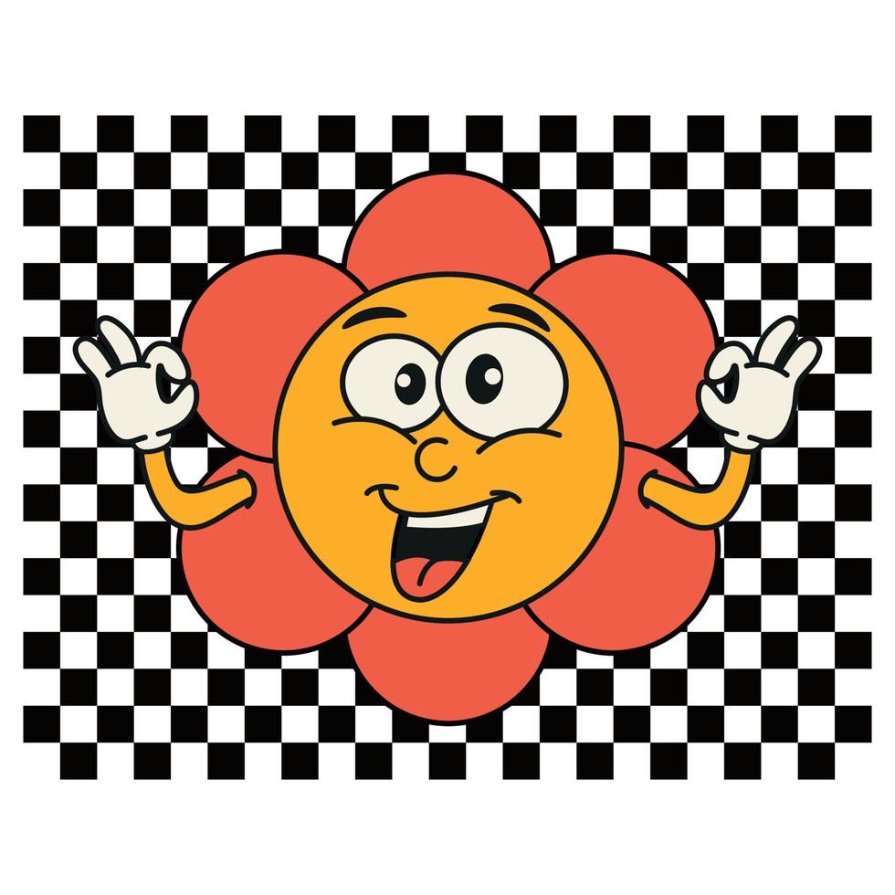 retro bloem jaren 70 Jaren 60 groovy hippie bloemen vector illustratie.