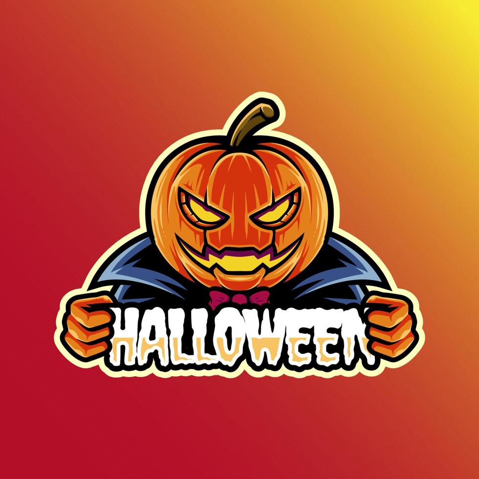 mascotte van halloween pompoen Mens dat is geschikt voor e-sport gaming logo sjabloon vector