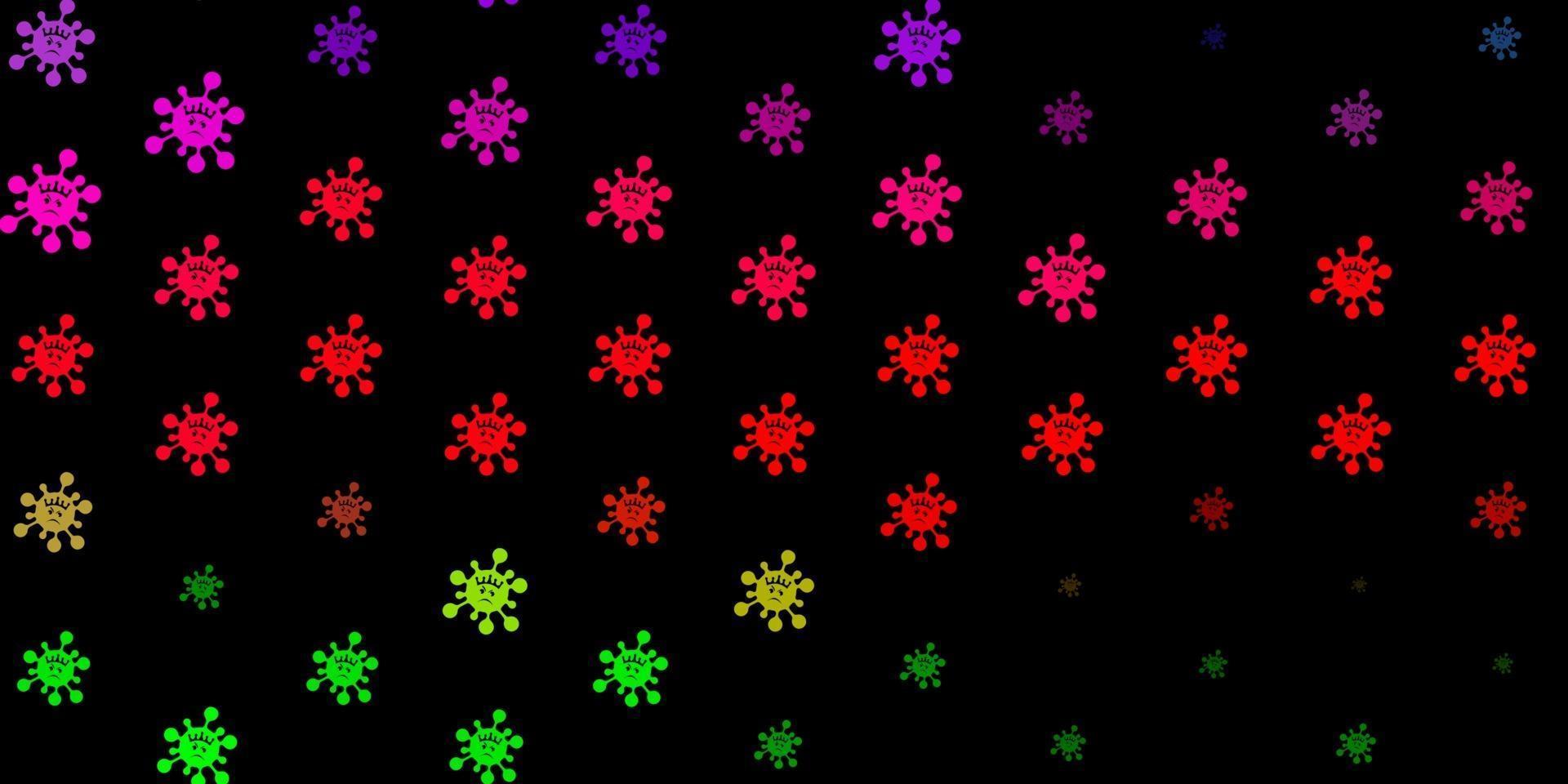 donkerroze, groene vectorachtergrond met virussymbolen. vector