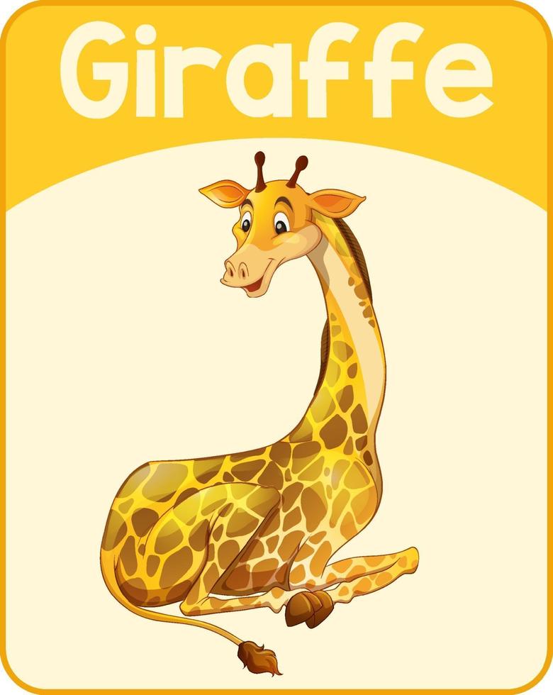 educatieve Engelse woordkaart van giraffe vector