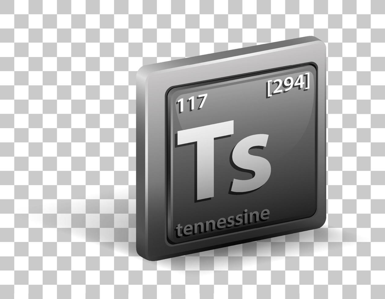 tennessine scheikundig element chemisch symbool met atoomnummer en atoommassa vector