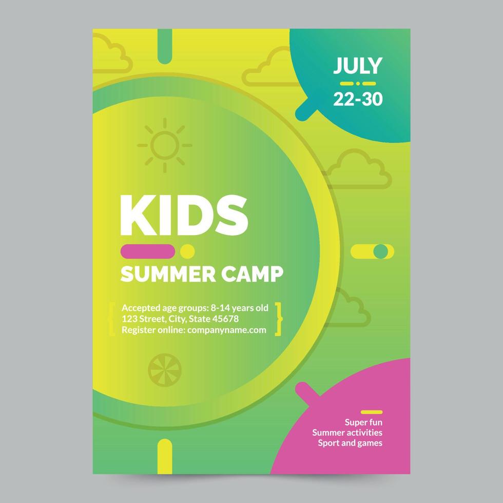 kinderen zomer kamp sjabloon van folder, ogenblik downloaden, bewerkbare ontwerp, pro vector
