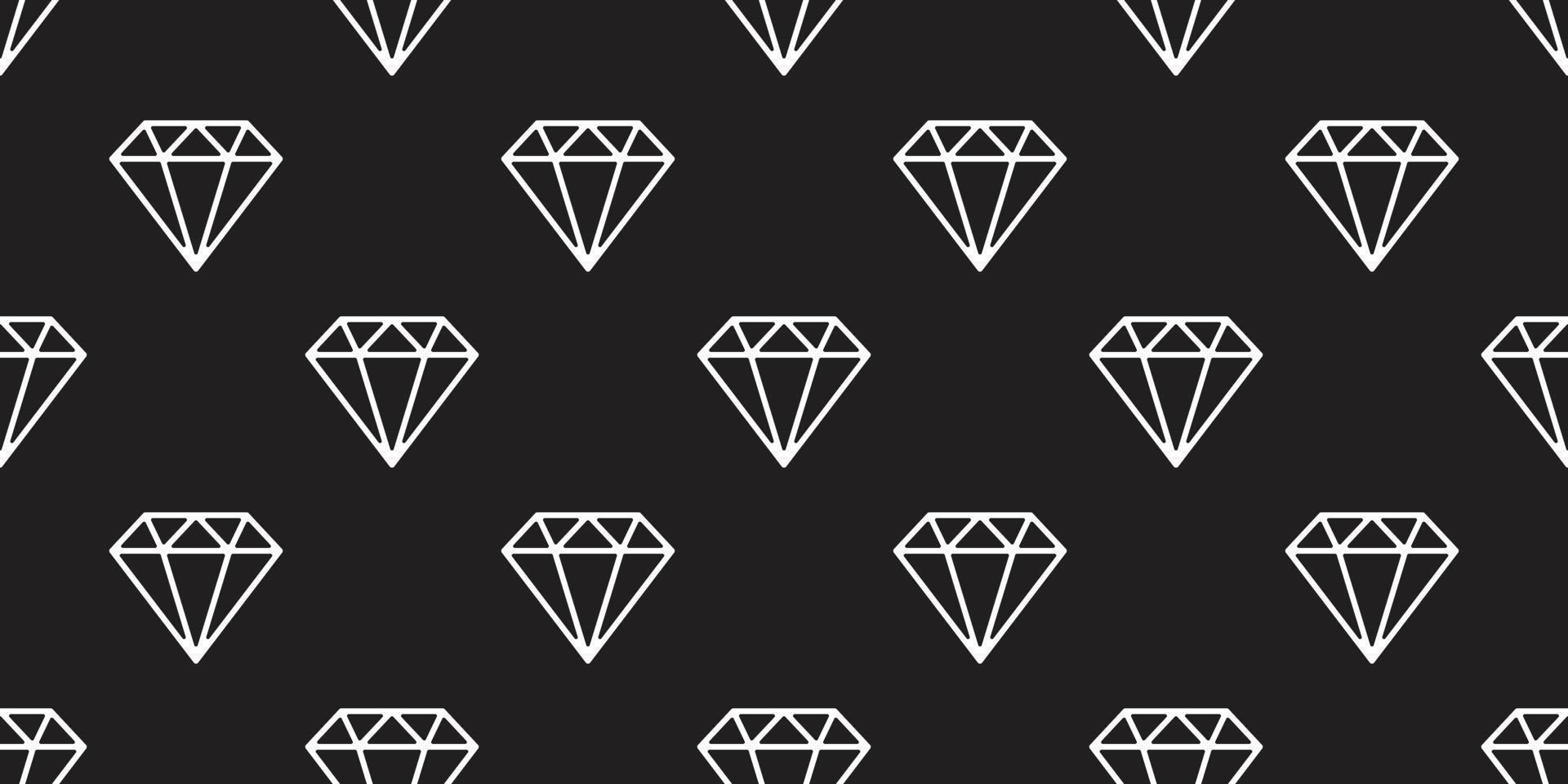 diamant naadloos patroon vector edelsteen geïsoleerd sieraden icoon behang achtergrond zwart