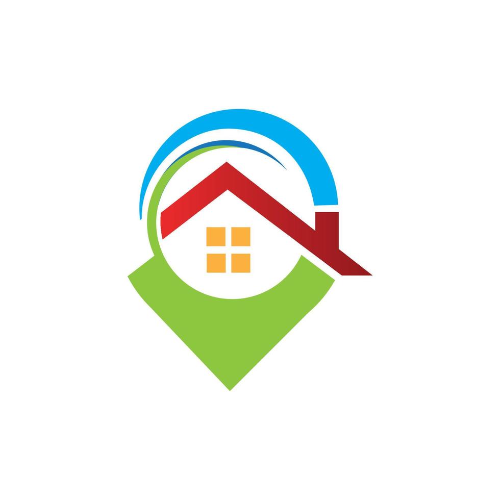 een huis plaats logo, huis plaats, pin huis logo vector