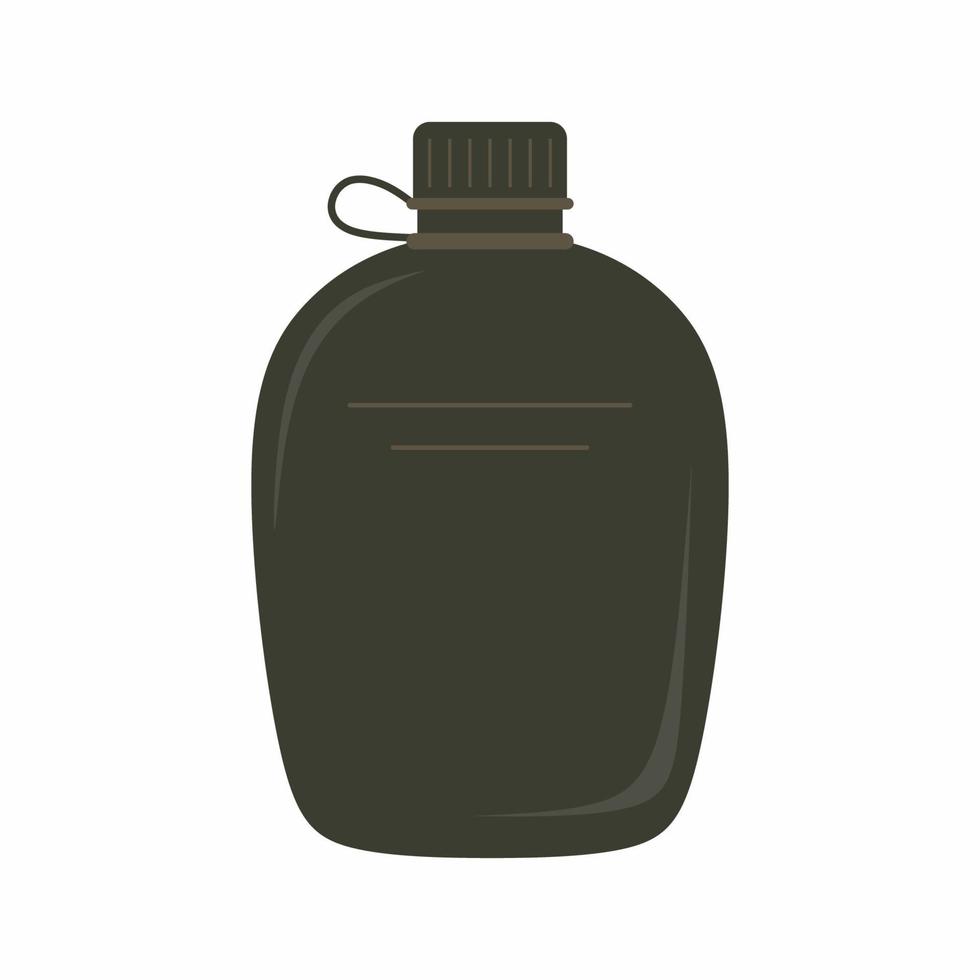 fles watersport. leger water kantine pictogram illustratie in platte ontwerpstijl. toeristen uitrusting. vector herbruikbare fles geïsoleerd op een witte achtergrond. watercontainer, kolf symbool