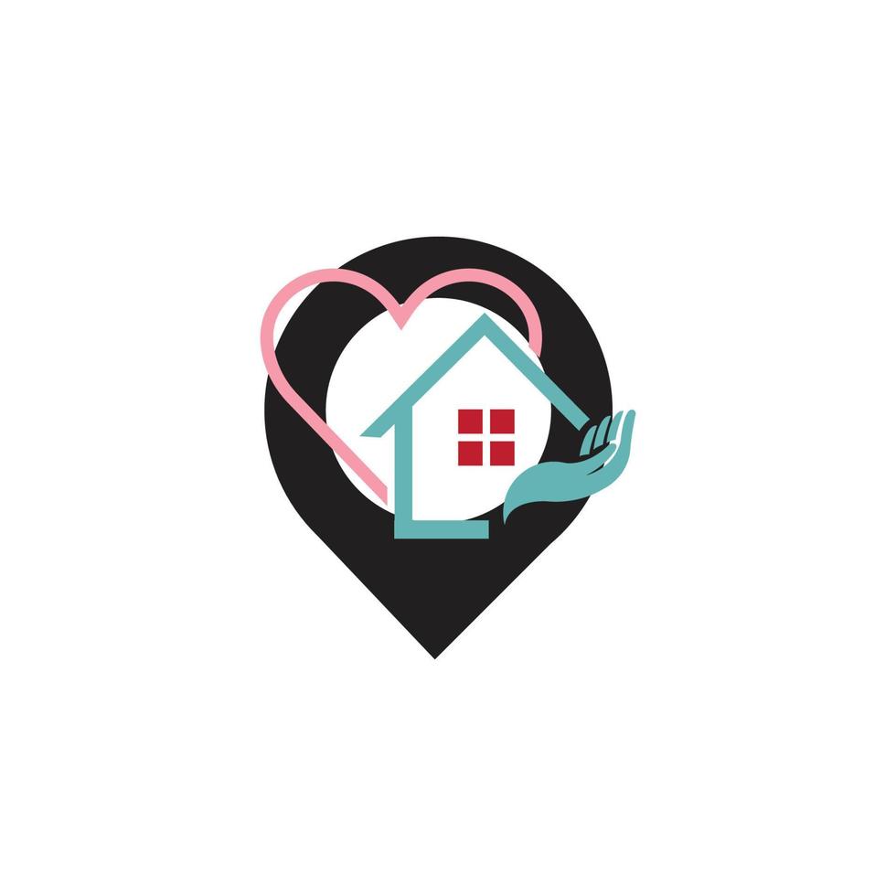 een huis plaats logo, huis plaats, pin huis logo vector