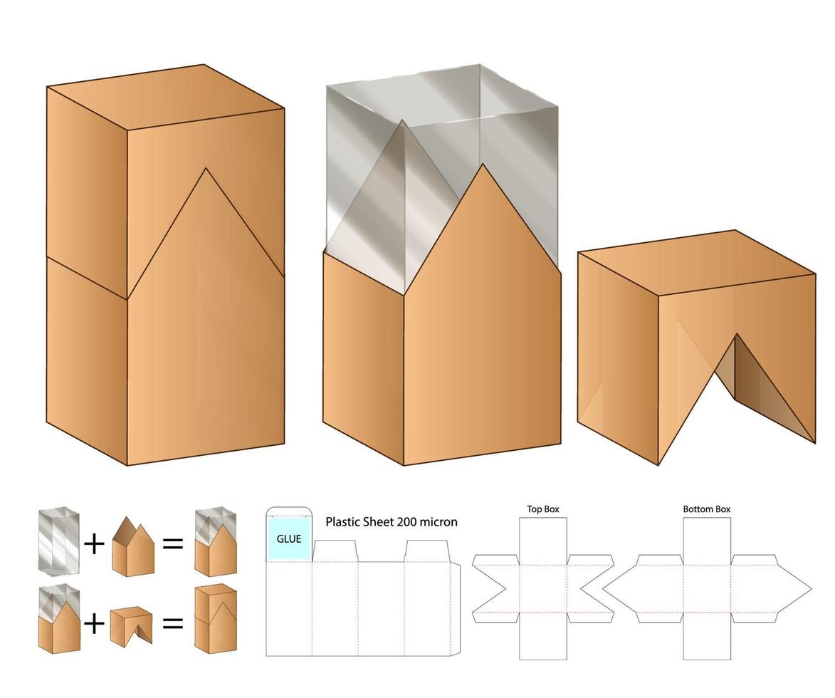 doos verpakking gestanst sjabloonontwerp. 3D-model vector