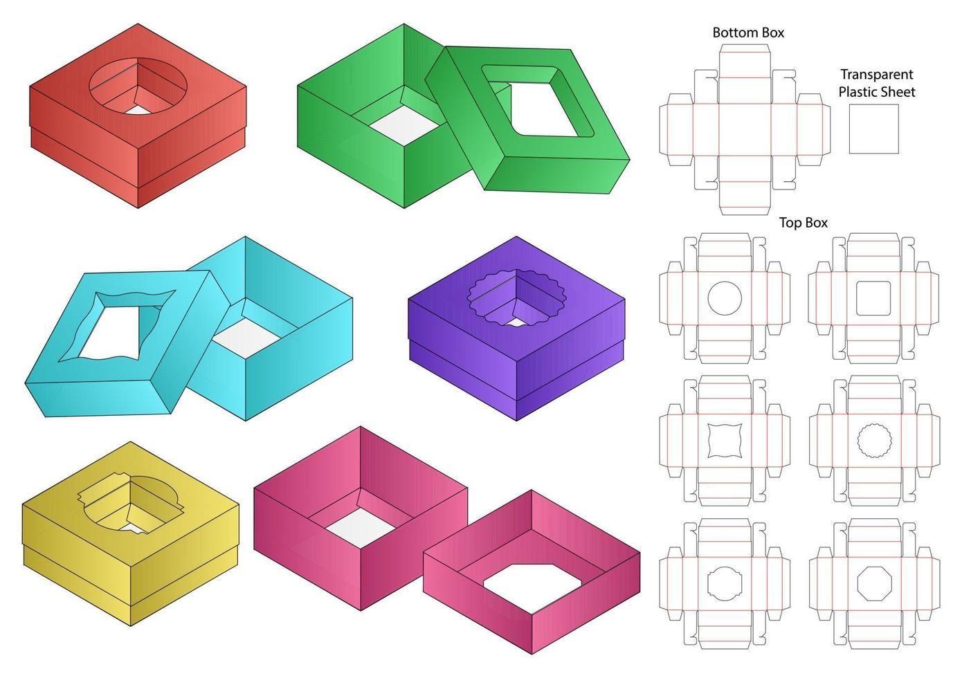 doos verpakking gestanst sjabloonontwerp. 3D-model vector