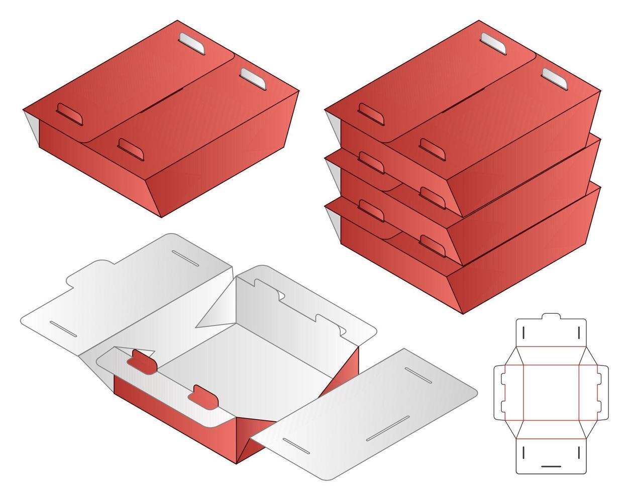 doos verpakking gestanst sjabloonontwerp. 3D-model vector