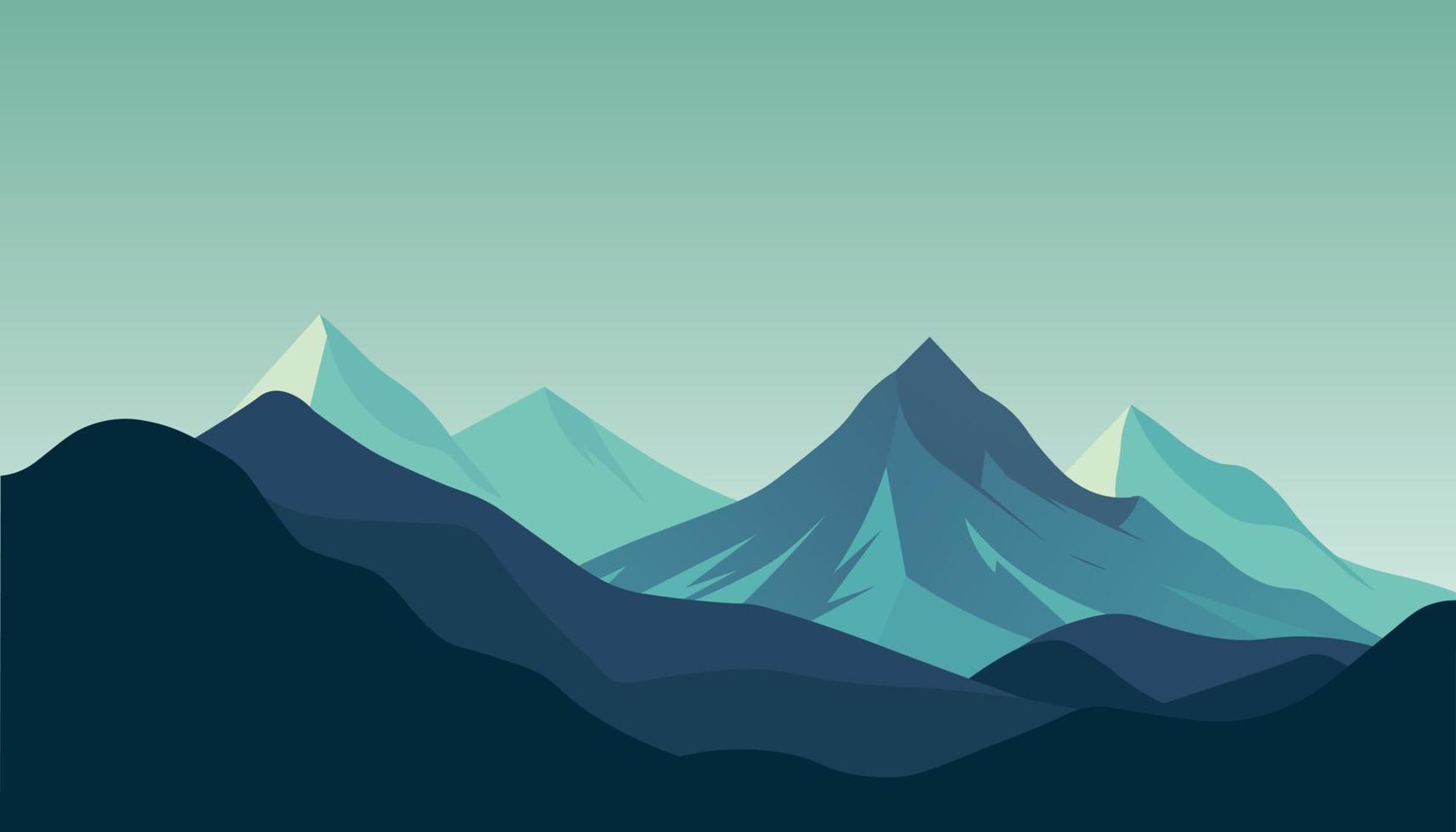 vlak minimalistisch ontwerp. panorama van een berg landschap. gemakkelijk naar verandering kleuren. vector