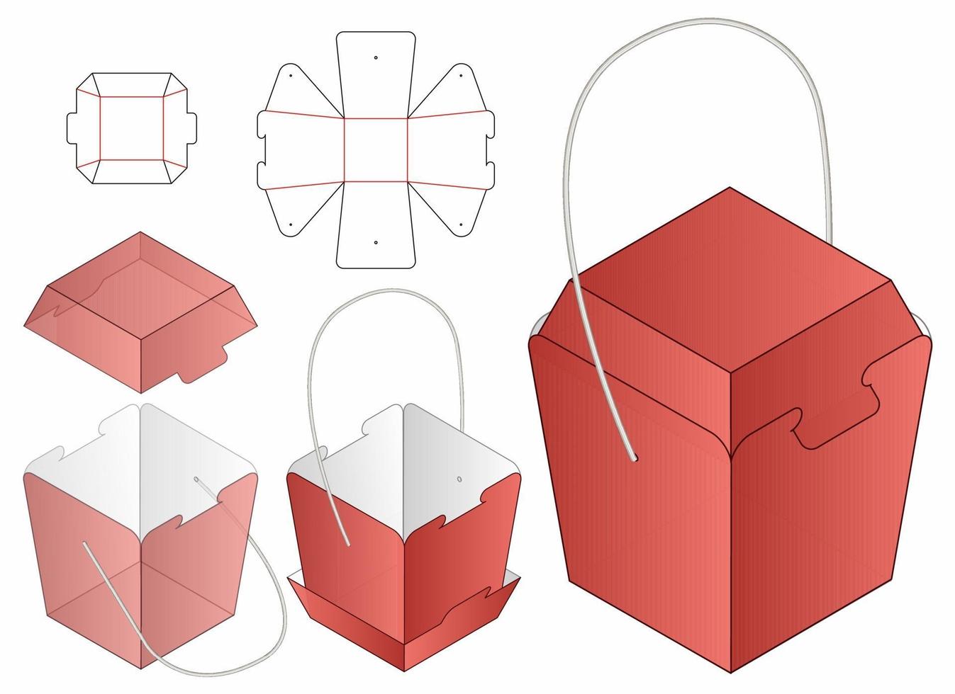 doos verpakking gestanst sjabloonontwerp. 3D-model vector