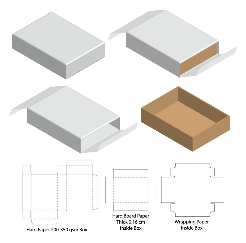 doos verpakking gestanst sjabloonontwerp. 3D-model vector