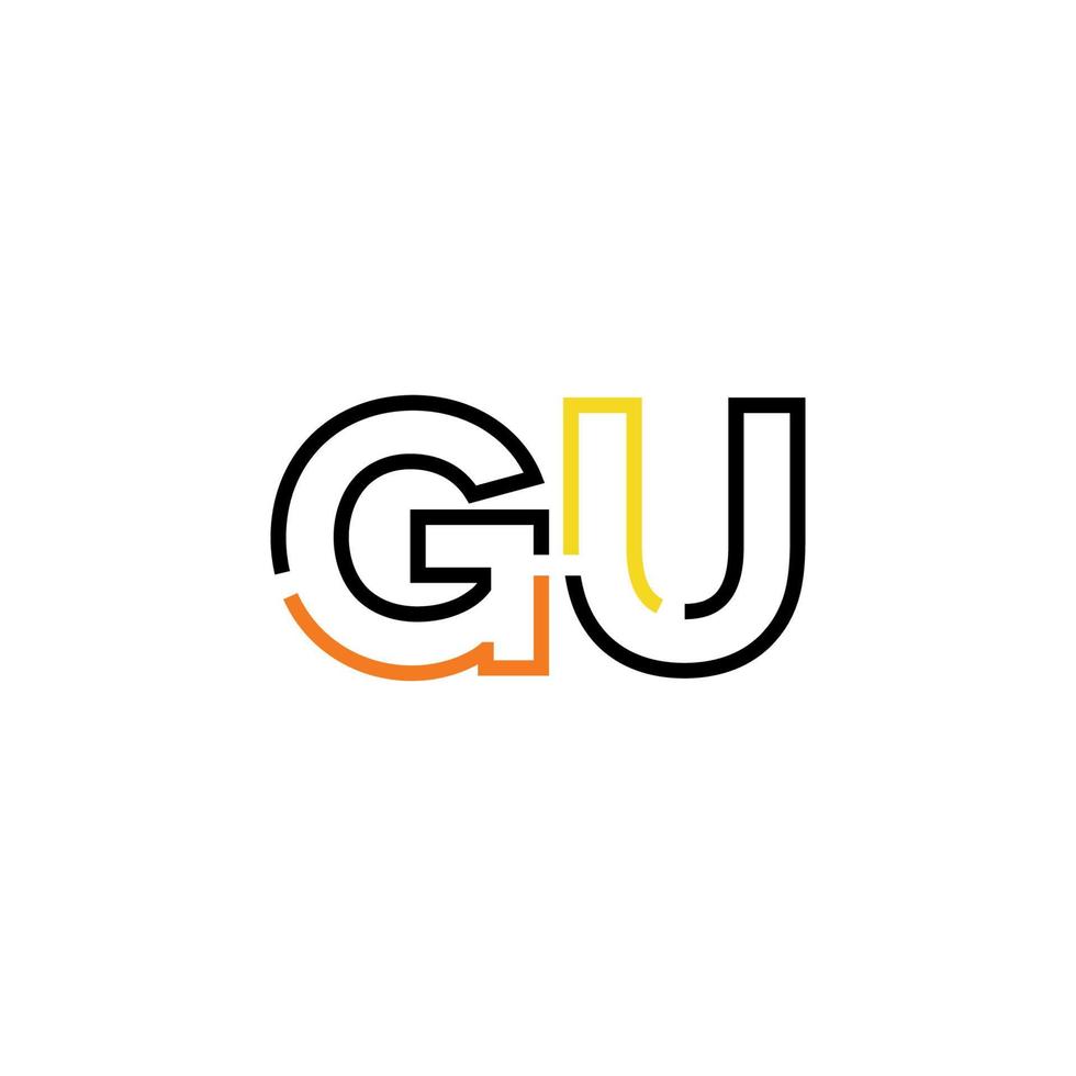 abstract brief gu logo ontwerp met lijn verbinding voor technologie en digitaal bedrijf bedrijf. vector