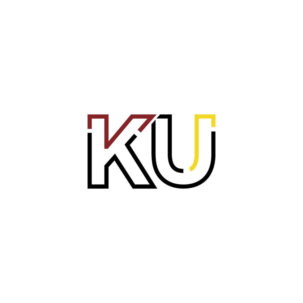 abstract brief ku logo ontwerp met lijn verbinding voor technologie en digitaal bedrijf bedrijf. vector