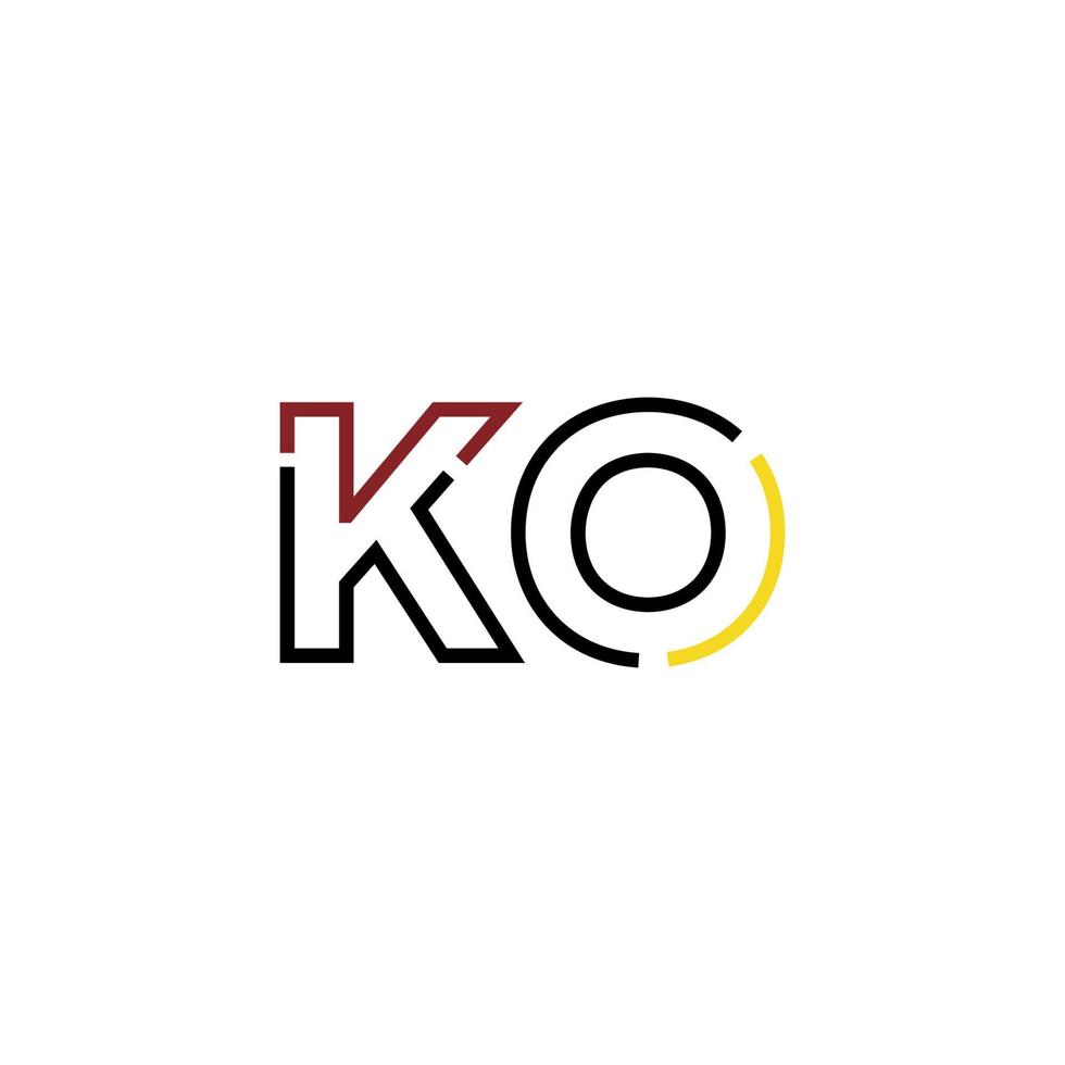 abstract brief ko logo ontwerp met lijn verbinding voor technologie en digitaal bedrijf bedrijf. vector