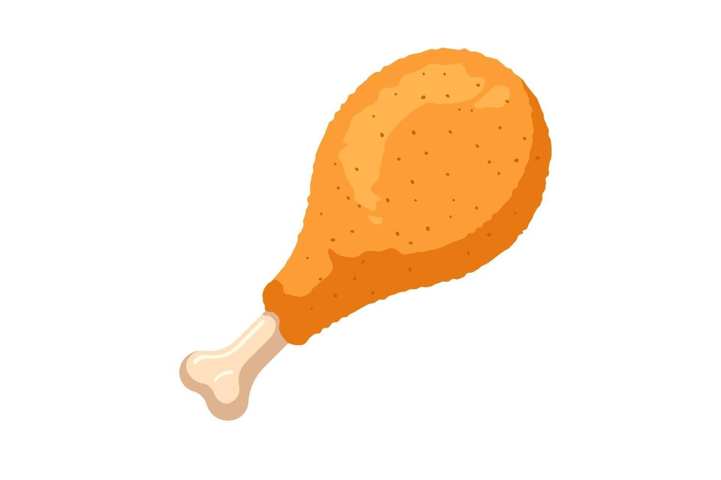 gebakken krokante kippenbout. cartoon fastfood drumsticks geïsoleerde vector illustratie