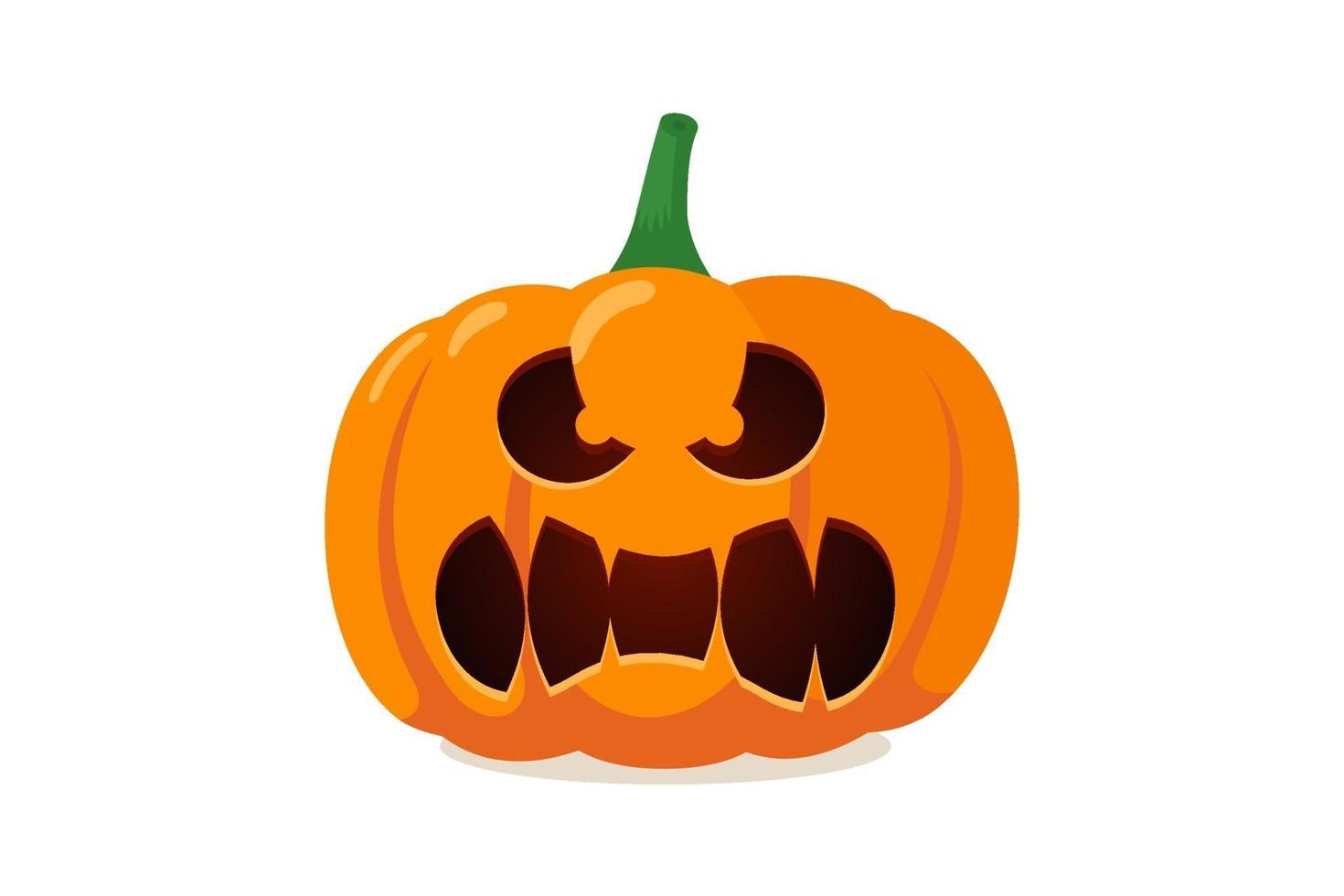 grappige enge griezelige glimlach pompoen hefboom o lantaarn met griezelige tanden. traditioneel decoratiesymbool van de vakantieviering van de herfst de gelukkige halloween. vectorillustratie geïsoleerd op een witte achtergrond vector