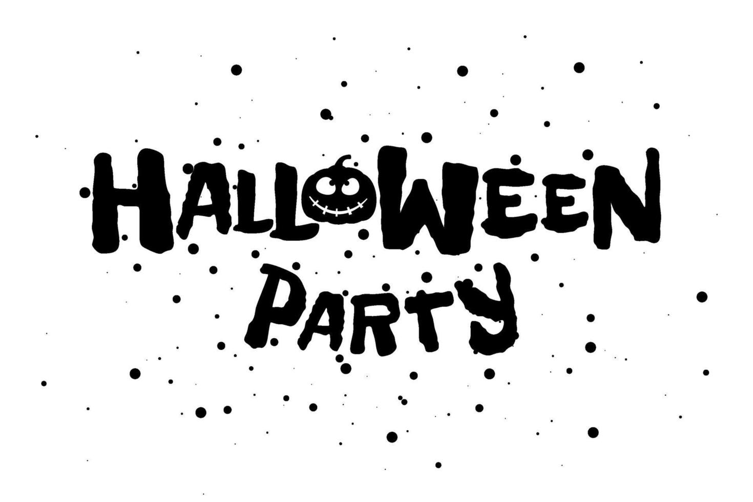 happy halloween party enge vakantie tekstbanner met jack o lantern griezelig pompoensilhouet. vector wenskaart belettering ontwerpsjabloon uitnodiging illustratie